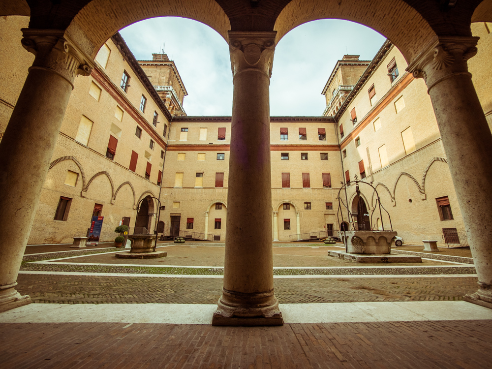 Courtyard of Castle Estense, Ferrara, Italy
